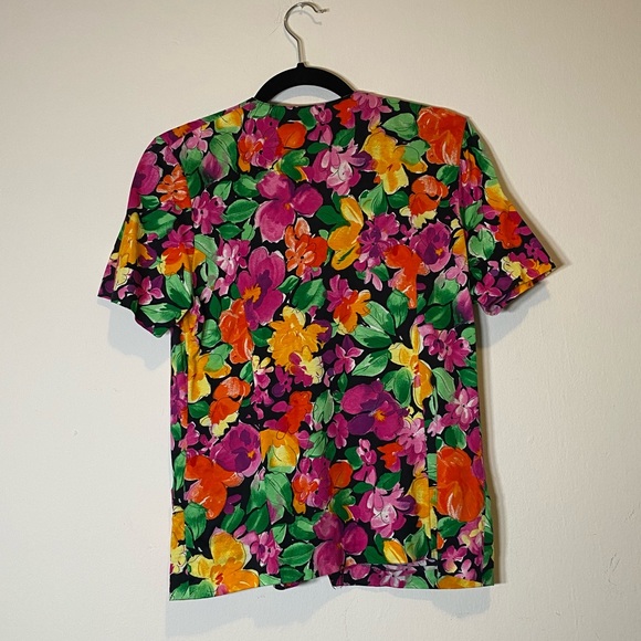 80s Floral Short Sleeve Button Down - Picture 7 of 11